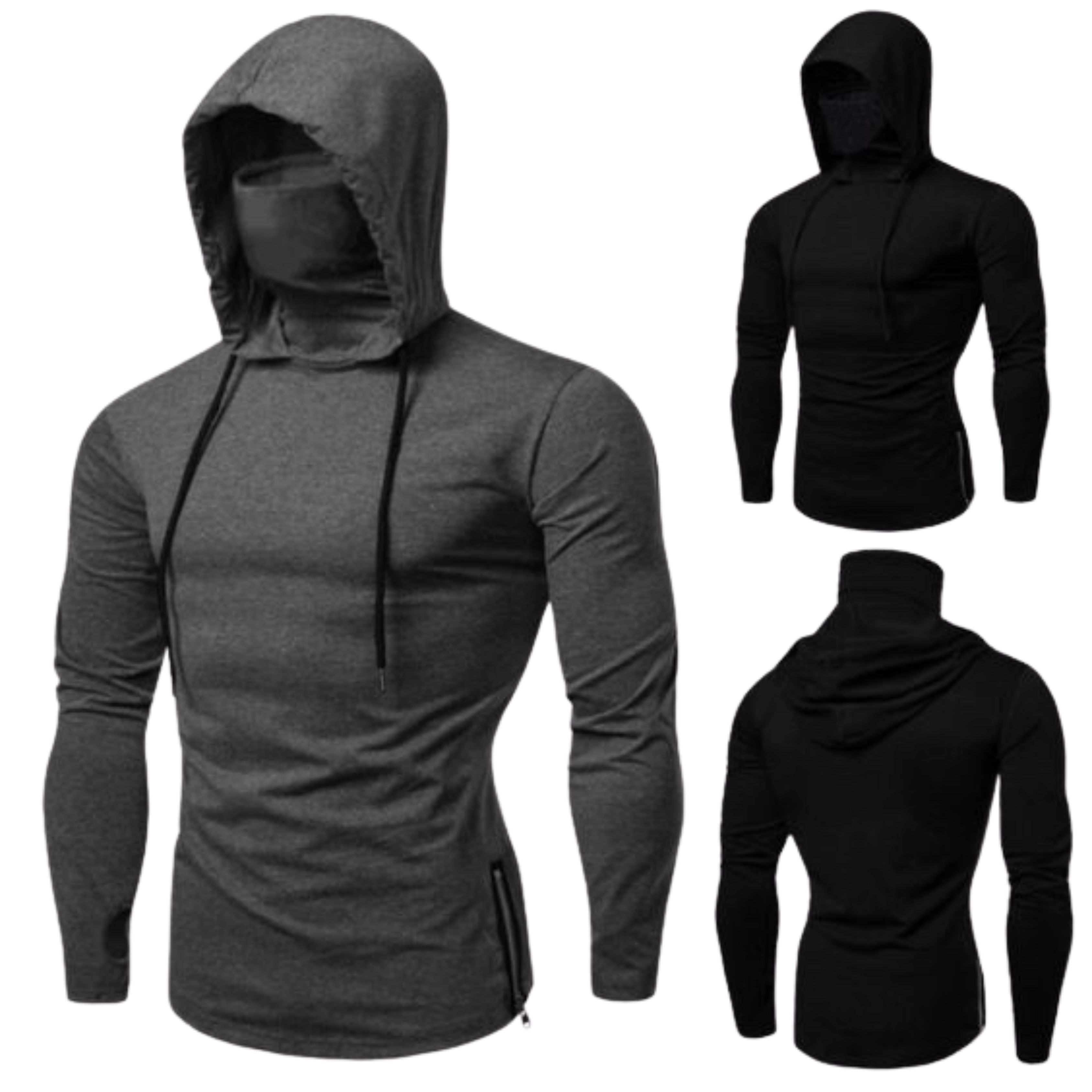 New Black Ninja Balaclava Zipper Hoodies For Men| Ninja Hoodie