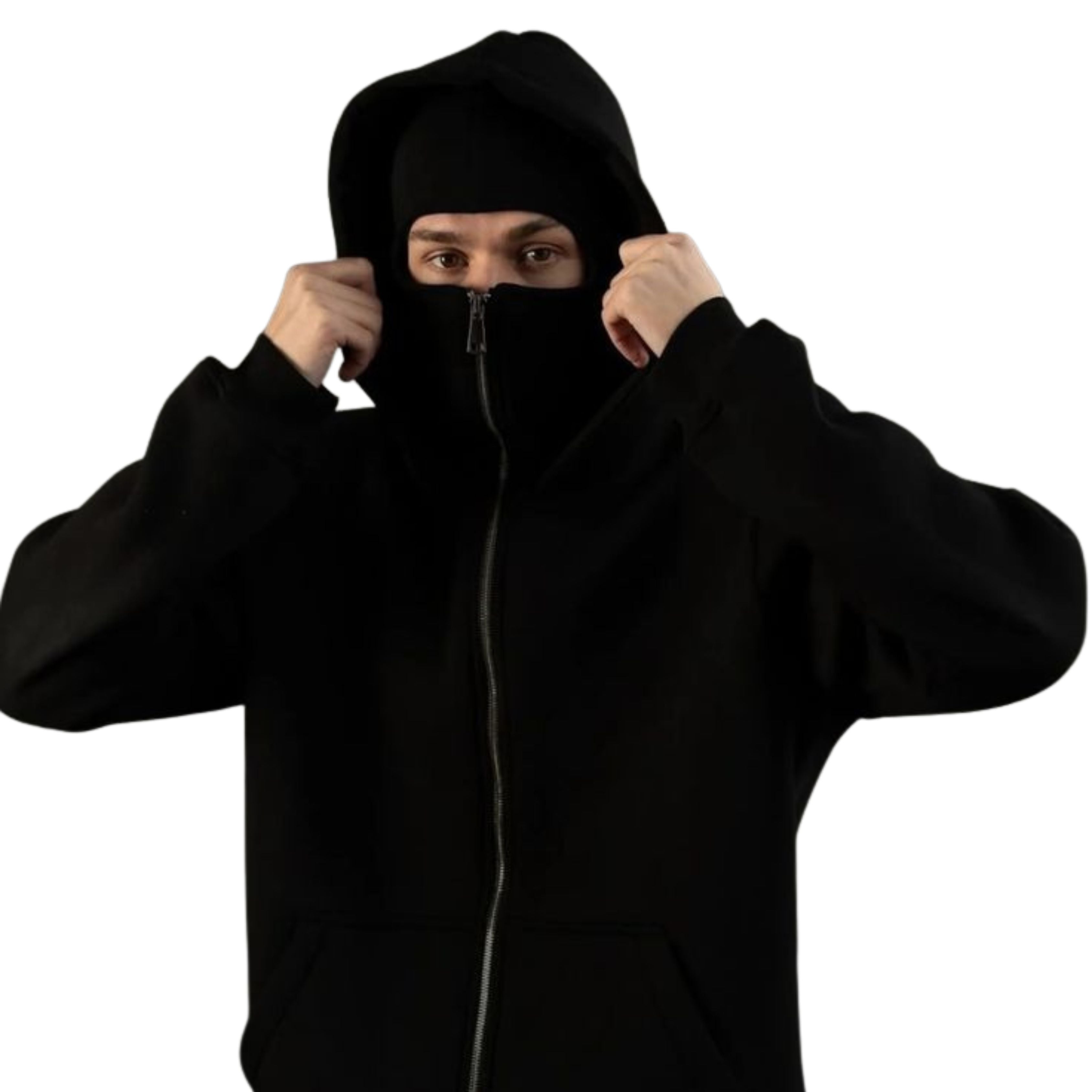New Black Ninja Balaclava Zipper Hoodies For Men| Ninja Hoodie